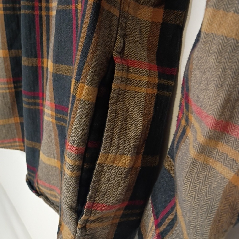 ORVIS Heavyweight Flannel Shirt Mens 2XL Brown Plaid Shacket 4 Pockets Big Bear - Picture 5 of 10